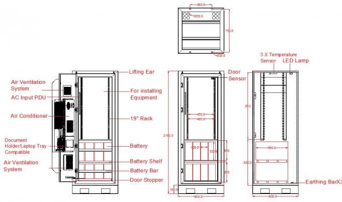 19 Inch Outdoor Communication Rack Cabinet , IP55 Outdoor Electronics ...