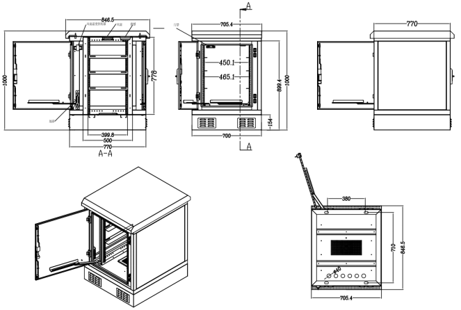 Telecom Rru Rack Dimensions Pole Mounted Outdoor Telecom Enclosure 19'' Telecom Equipment Cabinets ...