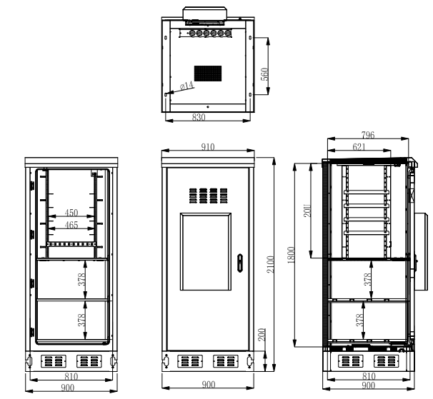 19 Inch Rack Outdoor Telecom Cabinets Waterproof IP55 Active Cooling ...