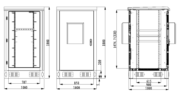IP55 19'' Galvanized Steel Outdoor Equipment Rack Cabinet With Cooling ...