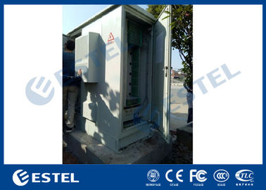 Galvanized Steel Outdoor Telecom Cabinet Floor Mounting Double Wall 3 Compartment