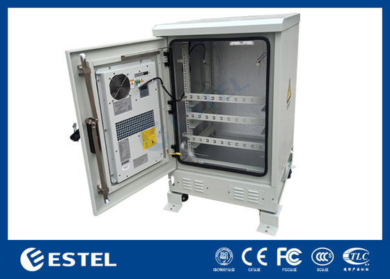 19inch 15U Outdoor Telecom Cabinet With AC , Four Wheels Weatherproof Data Cabinet