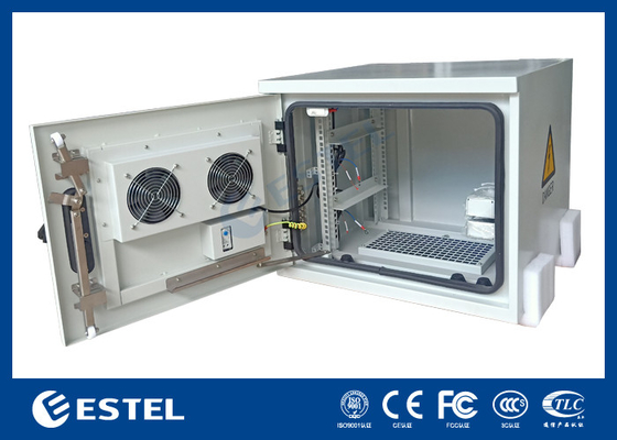 Polyester Powder Coating Outdoor Telecom Cabinet With Two AC220V 50Hz Fans ET6060500A-9U
