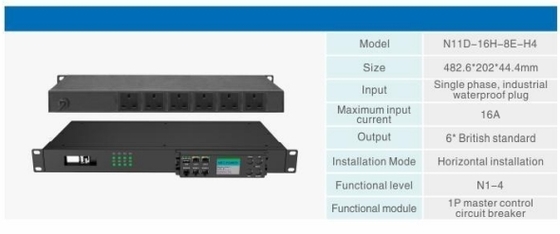 Intelligent Power Distribution Unit 8 Outlet 16A 250VAC RS-485