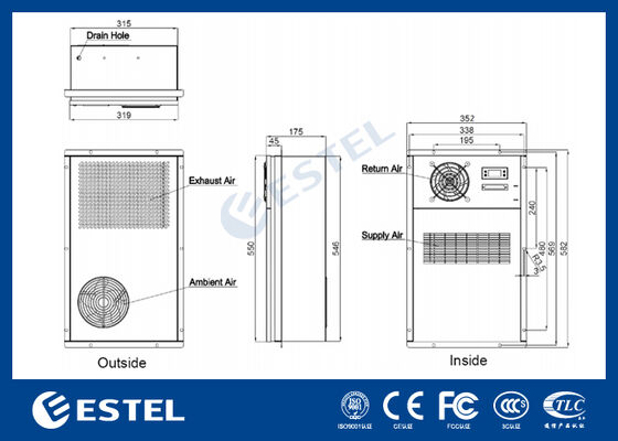 EX12DHC1B High-Efficiency DC Heat Exchanger for Outdoor Telecom Cabinets – 120W/K Heat Capacity, -40°C to +55°C Operating Range, IP55 Protection, -48V DC Input, Remote Control Supported