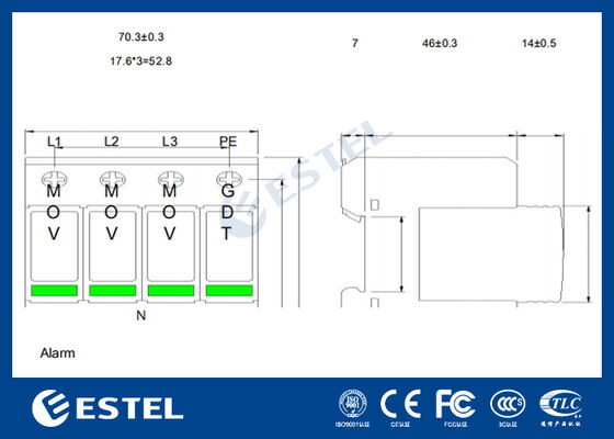 M1L385-40 II Surge Protection Device (SPD) for Power Distribution - 40kA Surge Current, 230V/400VAC, Remote Alarm Port, DIN Rail Installation, IP20, Class C Protection