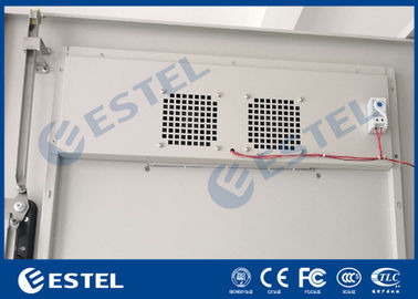 Double Wall Outdoor Telecom Cabinet Galvanized Steel Fans Cooling Floor Mount