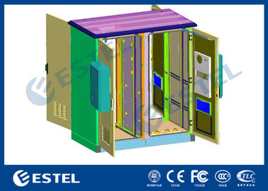 2 Compartments Outdoor Telecom Cabinet Galvanized Steel 4 Doors CE Certificated